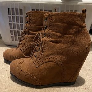 Suede Western-Style Platform Booties